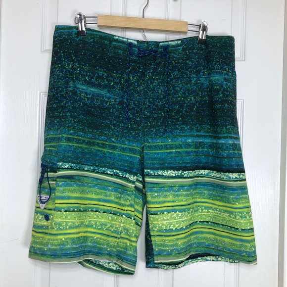 Columbia PFG Mens Linerless Blue Green Swimming Board Short Trunks 38W - Picture 2 of 15